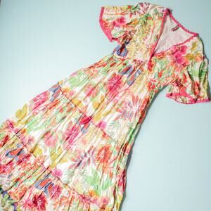 Me 2 Magic Anthropologie Maxi Dress Womens Medium Tropical Maximalist Rainbow